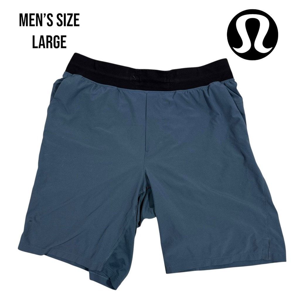 Lululemon Pace Breaker Shorts‎ Mens L Linerless Blue Black Waistband Gym Run
